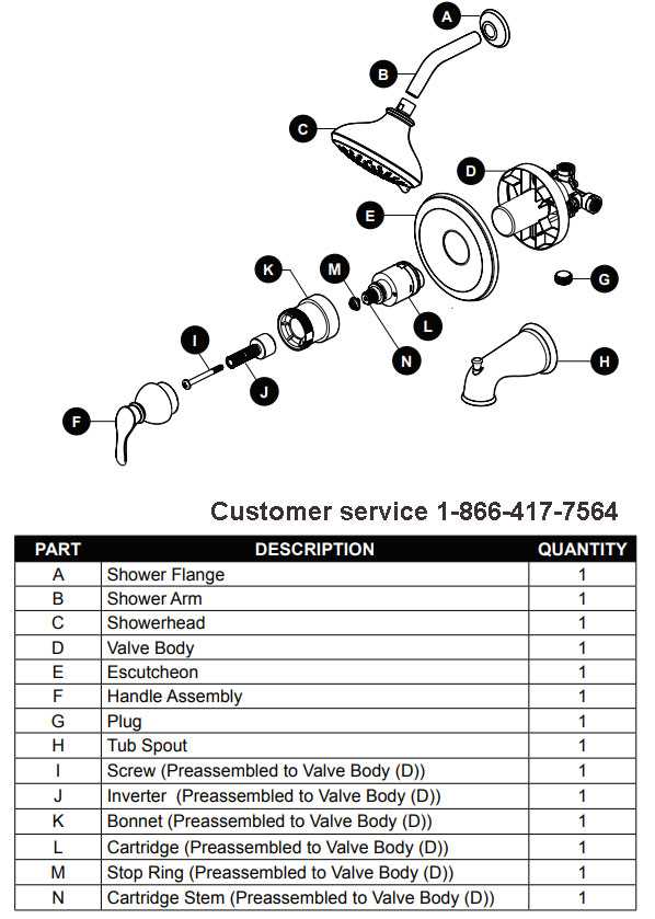 shower faucet parts diagram