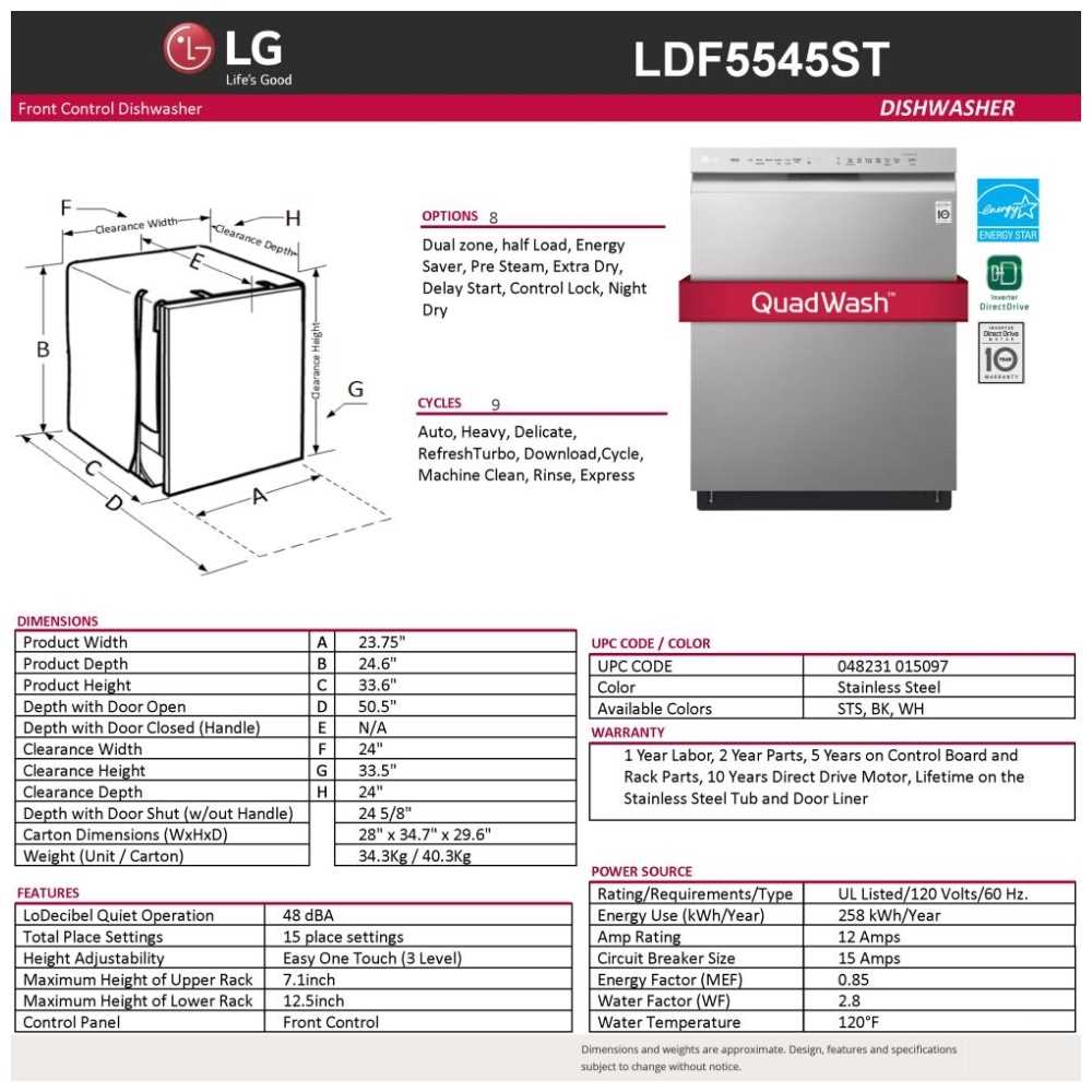 lg dishwasher ldf5545st parts diagram