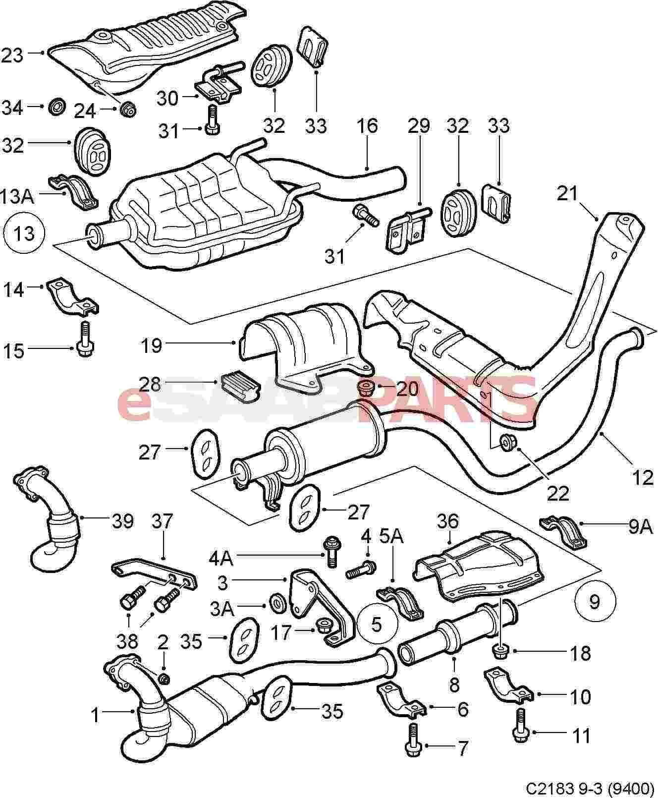 parts of an exhaust system diagram