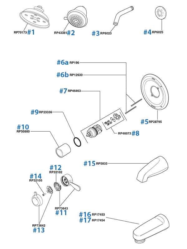 shower faucet parts diagram