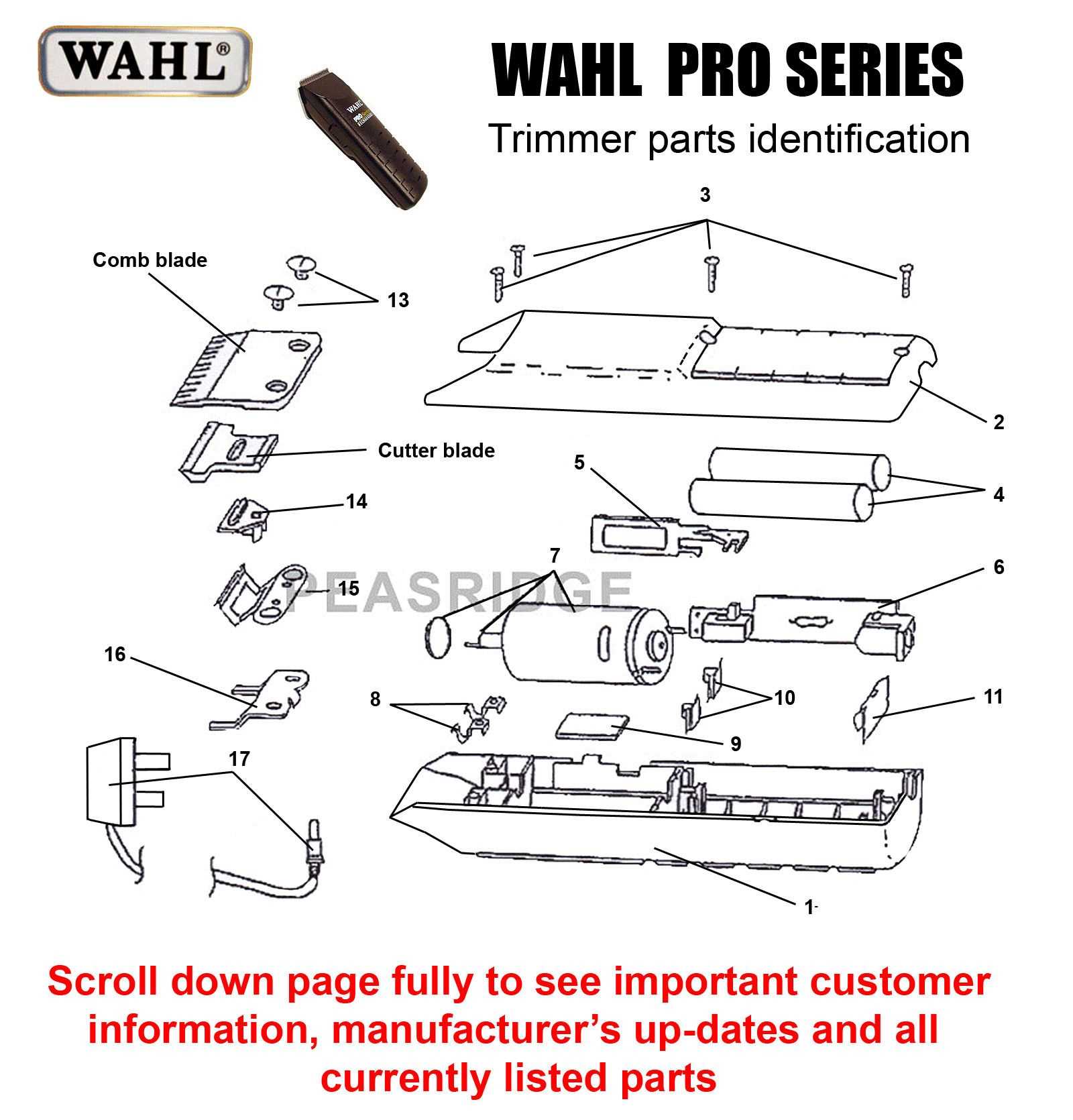 wahl nose trimmer parts diagram