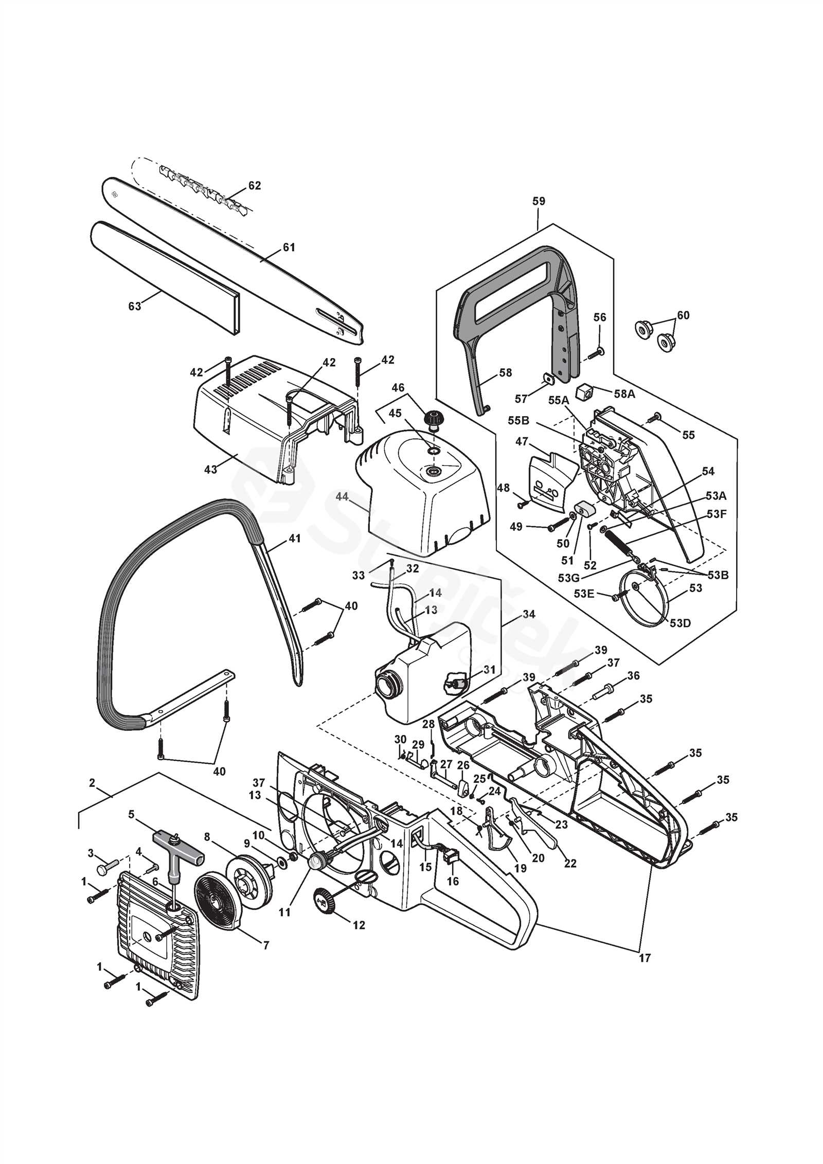 husqvarna 455 rancher chainsaw parts diagram