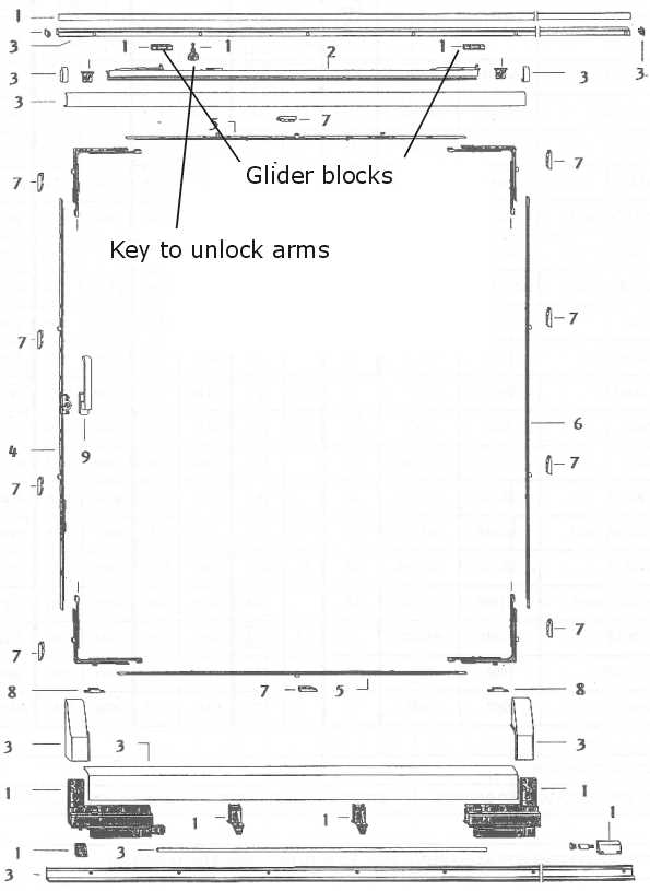 sliding patio door parts diagram