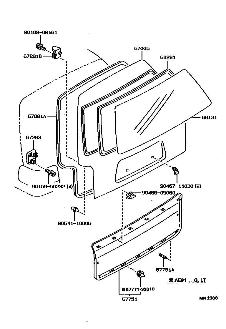 toyota tacoma door parts diagram