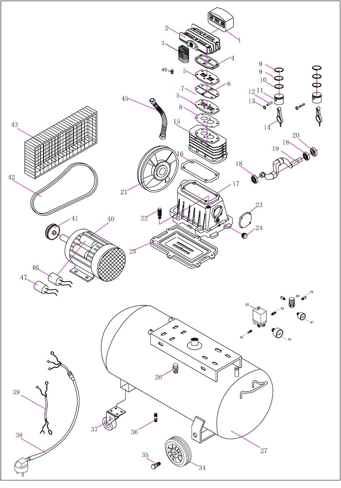 stanley air compressor parts diagram