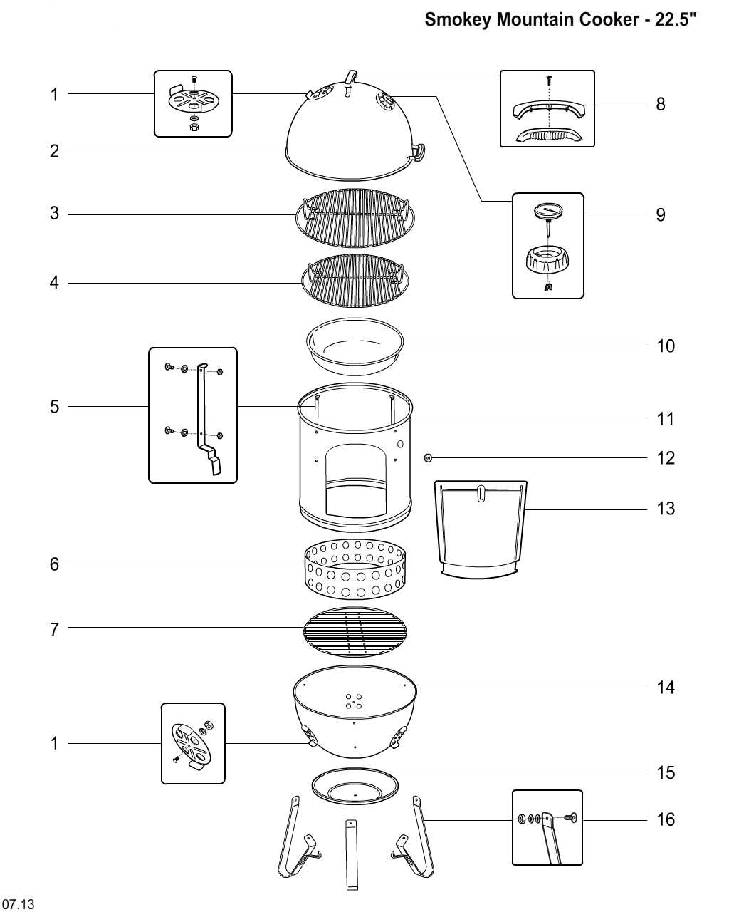 weber smokey mountain parts diagram